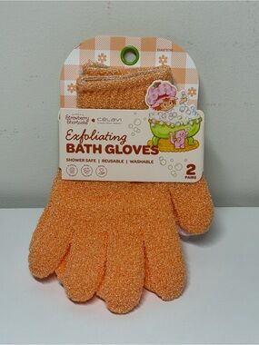 Strawberry Shortcake X Celavi Exfoliating Bath Gloves 2pk Orange Pink